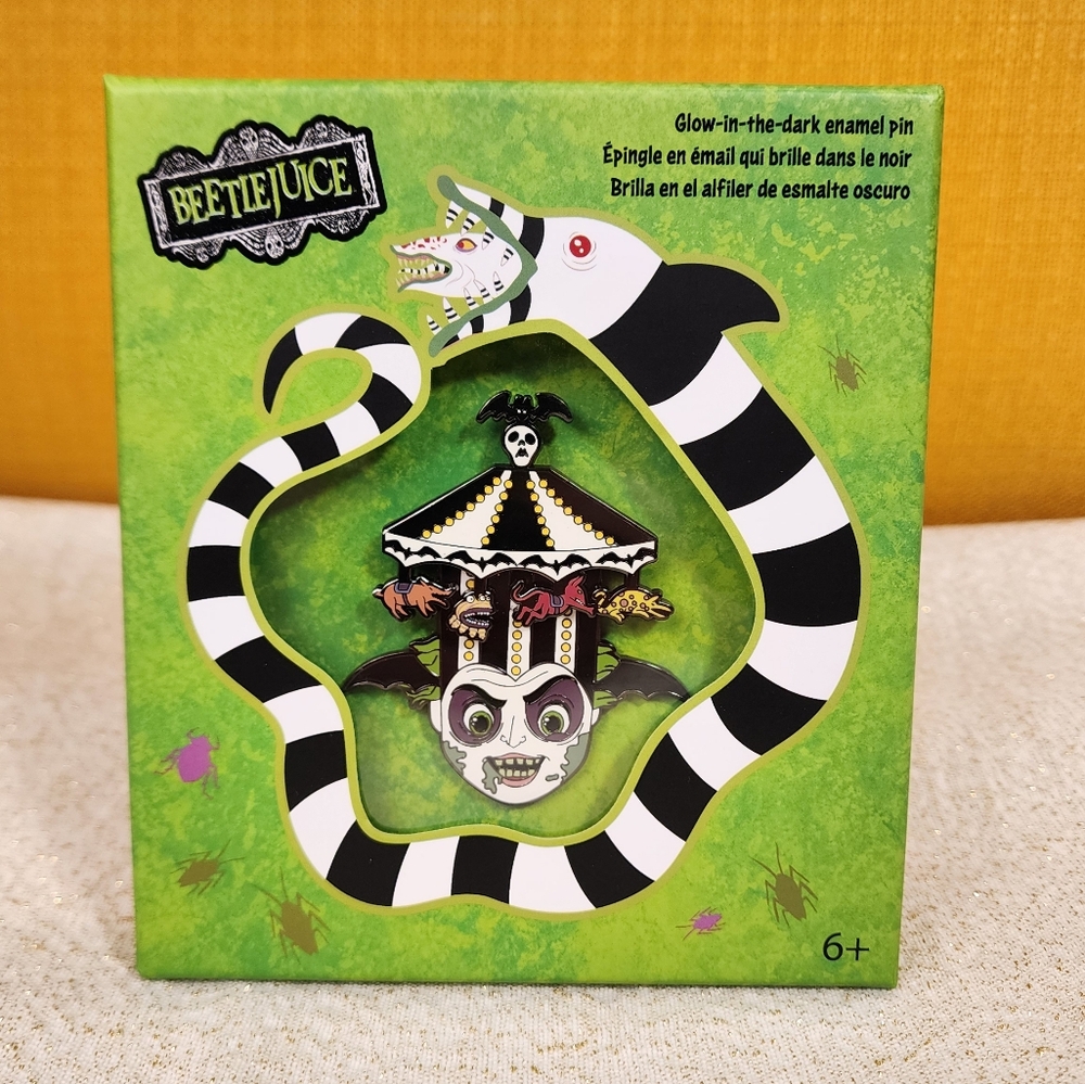 Loungefly Beetlejuice Carousel Charm Carnival LE Enamel Pin 3" Halloween NEW
